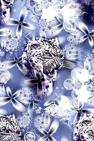 抽象手绘豹纹豹子头数码印花印花华亿平台图片