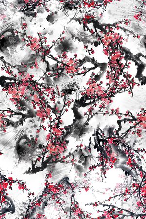 水墨印花华亿平台图片