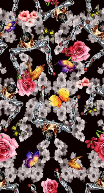 734007-花卉创意机械机器女神时尚数码华亿平台