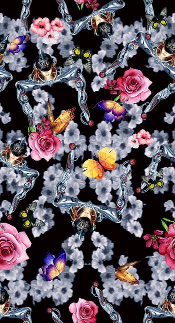 734009-花卉创意机械机器女神时尚数码华亿平台（