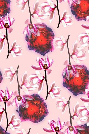 抽象手绘水彩画植物花卉数码印花印花华亿平台图片