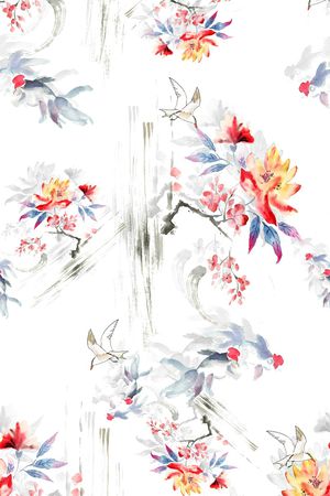 简约水墨印花华亿平台图片