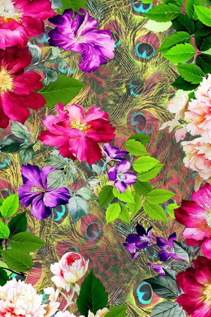 数码花卉类印花华亿平台图片