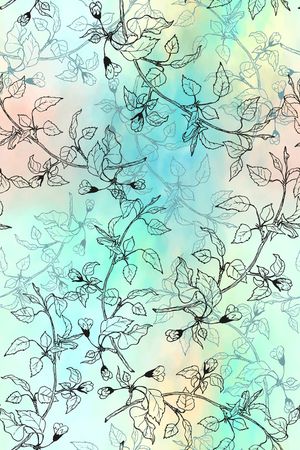 线条花卉印花华亿平台图片