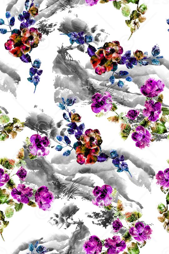 水墨印花华亿平台图片