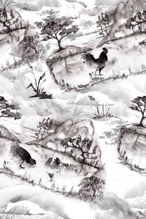 水墨印花华亿平台图片