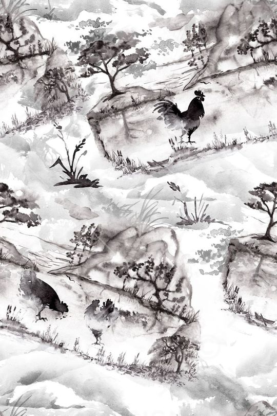 水墨印花华亿平台图片