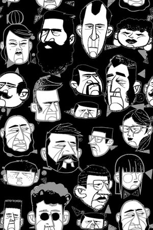 卡通人物头像印花华亿平台图片