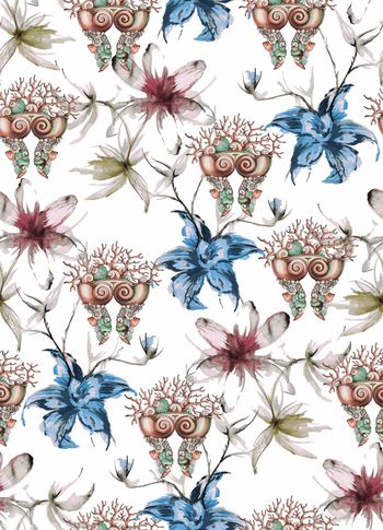 花卉组合印花华亿平台图片