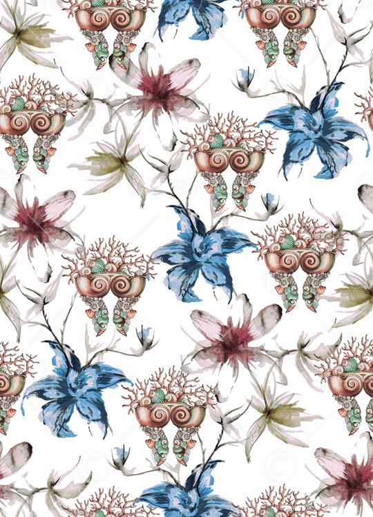 花卉组合印花华亿平台图片