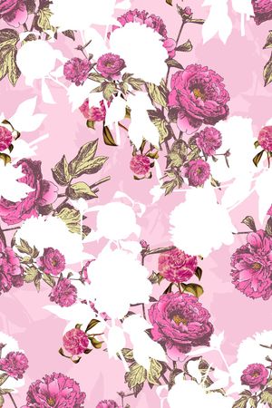 小清新粉色花卉印花华亿平台图片