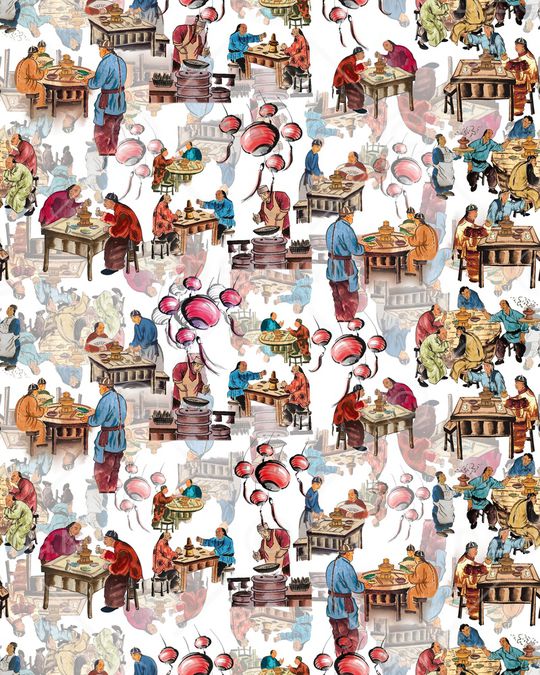 中国传统喜庆节日印花华亿平台图片