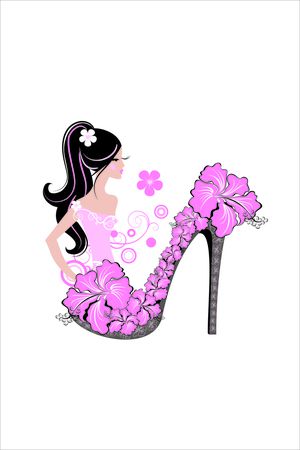 时尚美女、鞋。印花华亿平台图片