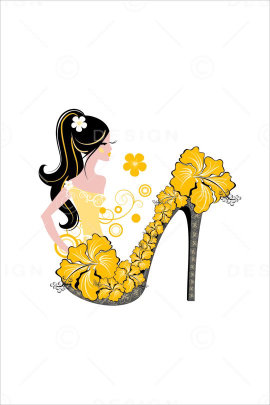 时尚美女、鞋。印花华亿平台图片