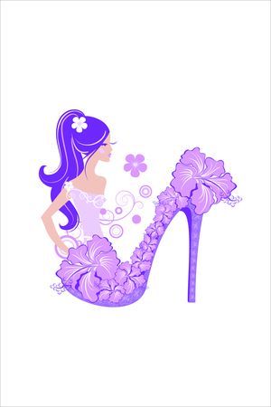 时尚美女、鞋。印花华亿平台图片