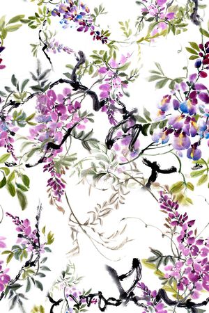 水墨印花华亿平台图片