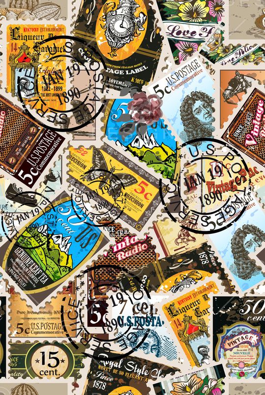 邮票背景印花华亿平台图片