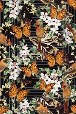 手绘花纹印花华亿平台图片