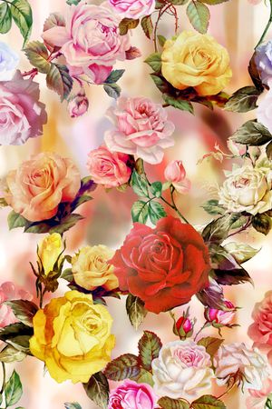 手绘花卉印花华亿平台图片