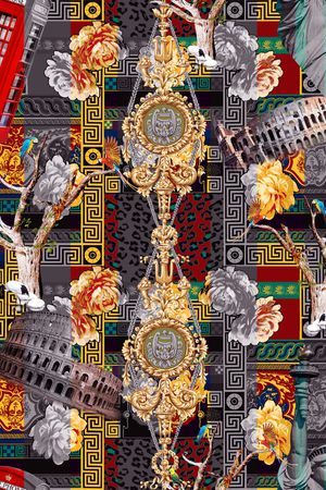 欧美宫廷风大牌女装时尚华亿平台印花华亿平台图片