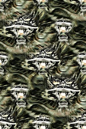 抽象纹理动物龙头数码印花印花华亿平台图片