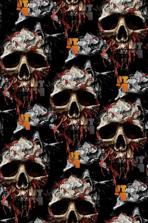 抽象手绘水彩画游戏场景人物骷髅头纹理数码印花印花华亿平台图片