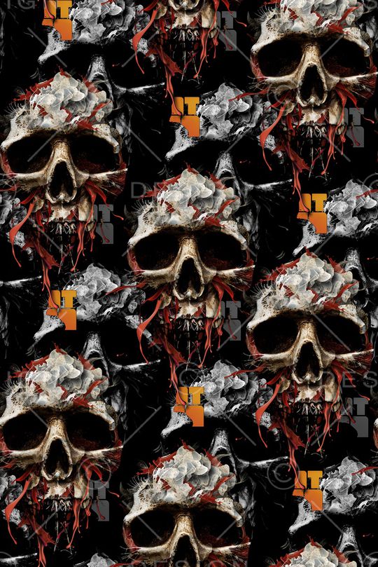 抽象手绘水彩画游戏场景人物骷髅头纹理数码印花印花华亿平台图片