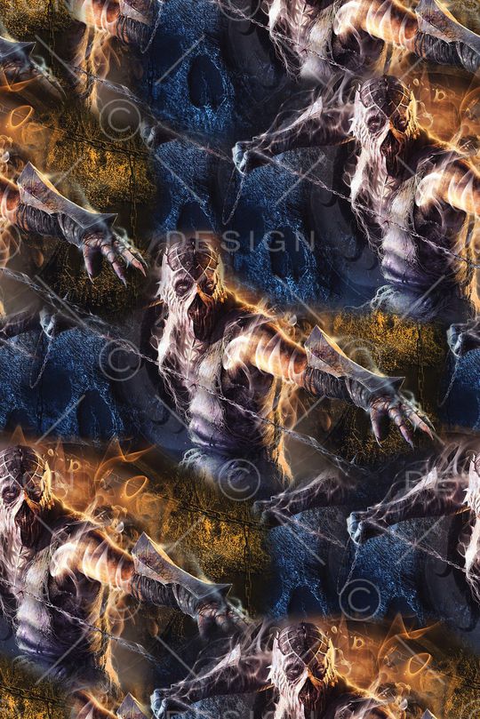 抽象手绘水彩画游戏场景人物骷髅头纹理数码印花印花华亿平台图片