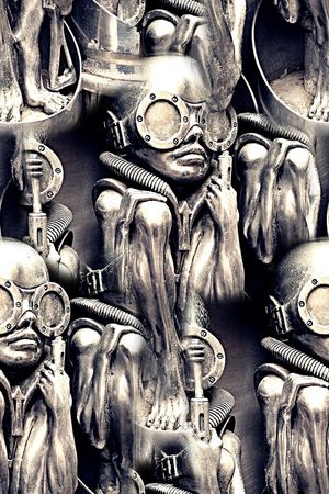 抽象手绘异形金属人物数码印花印花华亿平台图片