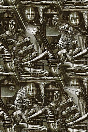 抽象手绘异形金属人物数码印花印花华亿平台图片