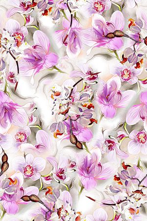 抽象手绘水彩画植物花卉数码印花印花华亿平台图片