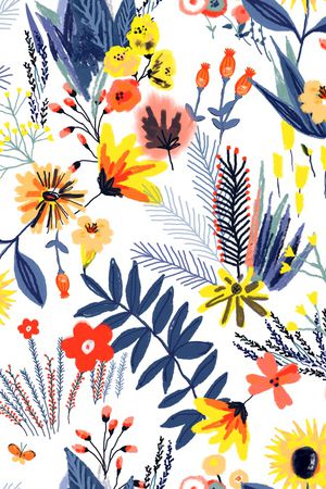 手绘小花印花华亿平台图片