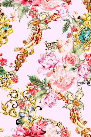 珠宝花卉印花华亿平台图片