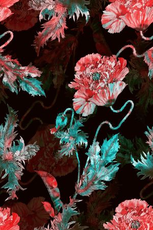 罂粟花印花华亿平台图片