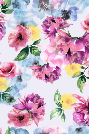 水彩花卉印花华亿平台图片