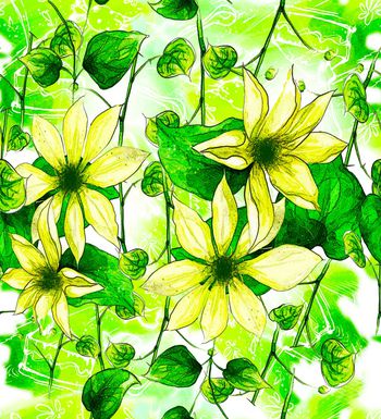 737459-手绘风格青绿花卉