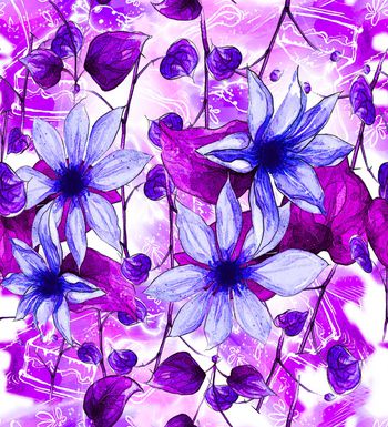 737461-手绘风格紫水晶花卉