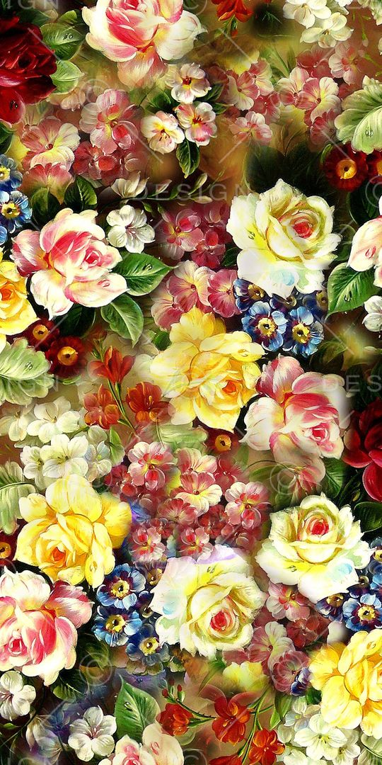 手绘花卉印花华亿平台图片