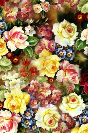 手绘花卉印花华亿平台图片