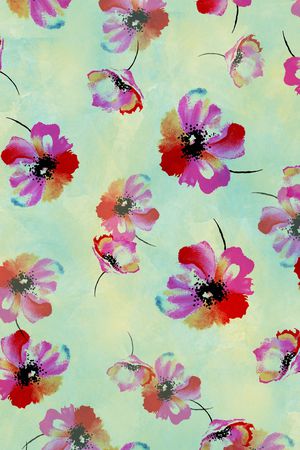 手绘花卉印花华亿平台图片