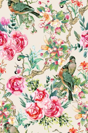 花鸟印花华亿平台图片