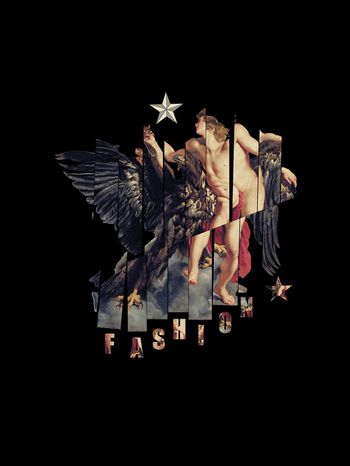 欧美复古斜切油画印花华亿平台图片