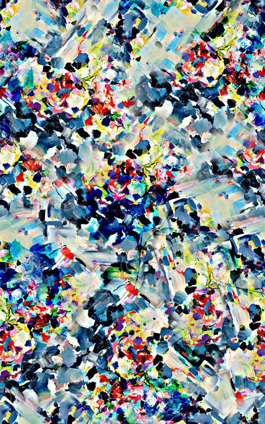 抽象手绘水彩画植物花卉数码印花印花华亿平台图片