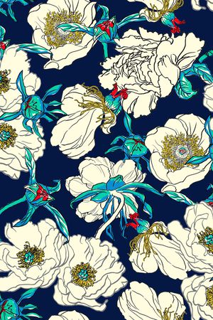 线描花卉印花华亿平台图片