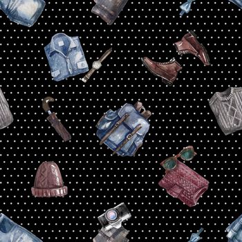 739000-波点手绘服装图案衬衫华亿平台-黑