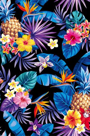 热带花卉印花华亿平台图片