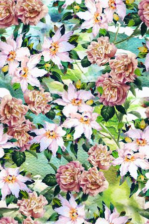 手绘水彩印花华亿平台图片