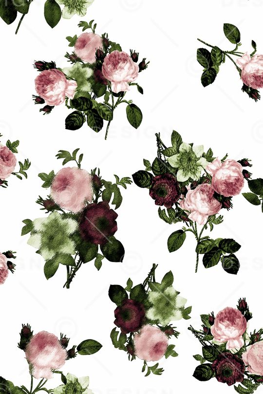 数码花大气花卉印花华亿平台图片