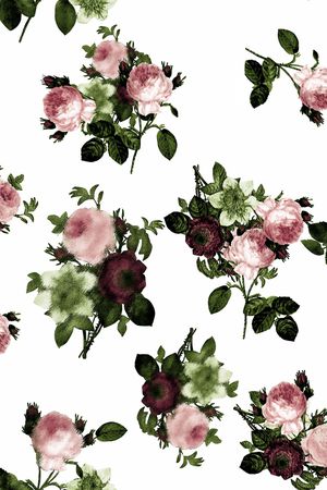 数码花大气花卉印花华亿平台图片