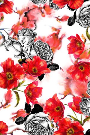 罂粟花印花华亿平台图片